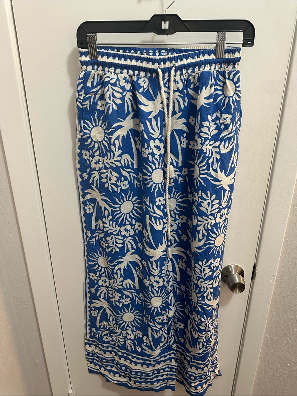Calypso St. Barth Blue and White Floral-Print Maxi Skirt